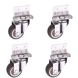 skelang 4 pcs 1 inch side mounting casters, tpe swivel plated caster wheels, l- shaped mute wheel, replacement for baby bed, carts trolley, kitchen cabinet, furniture, table, loading capacity 100 lbs