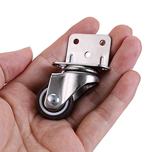 Skelang 4 Pcs 1 Inch Side Mounting Casters, TPE Swivel Plated Caster Wheels, L- Shaped Mute Wheel, Replacement for Baby Bed, Carts Trolley, Kitchen Cabinet, Furniture, Table, Loading Capacity 100 Lbs