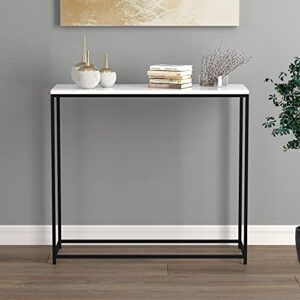 Safdie & Co. - Metal Console Table, Marble Black Console Tables for Entryway, Use As Doorway Table, Narrow Bar Table, or Accent Furniture for Decorating Foyer, 12 x 28 x 31 Inches