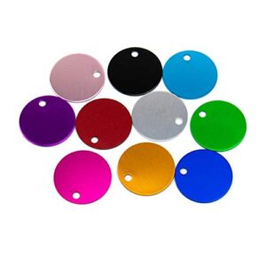 auear, 10 pack round shape pet id tag blank for dog cat double sided 25mm for pet name phone number id tag charm personalized jewelry making (10 colors)