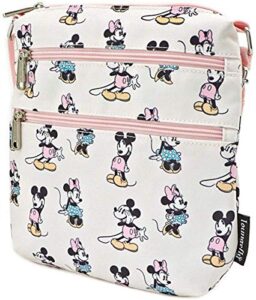 loungefly women pastel minnie mickey aop nylon passport, multi, 8 inches x 9 inches x 1.25 inches