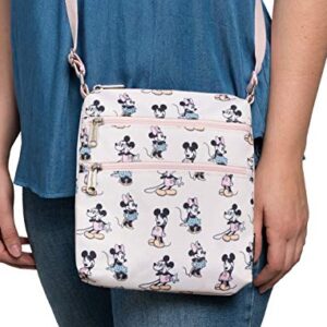 Loungefly Women Pastel Minnie Mickey AOP Nylon Passport, Multi, 8 inches x 9 inches x 1.25 inches