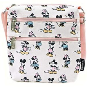 Loungefly Women Pastel Minnie Mickey AOP Nylon Passport, Multi, 8 inches x 9 inches x 1.25 inches