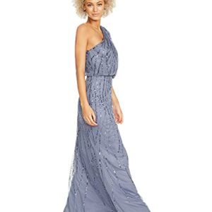 Adrianna Papell Women's Long Beaded Dress, Dusty Blue