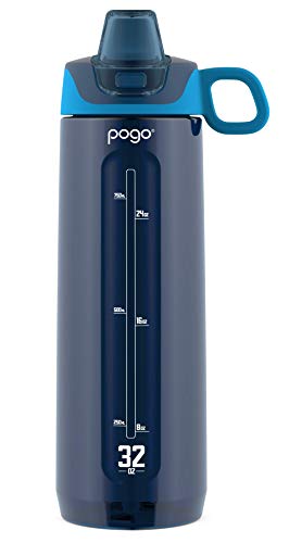 Pogo Active BPA-Free Tritan Plastic Leak-Proof Water Bottle with Soft Straw, 32 oz, Academy Navy