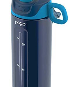 Pogo Active BPA-Free Tritan Plastic Leak-Proof Water Bottle with Soft Straw, 32 oz, Academy Navy