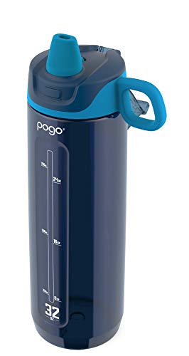 Pogo Active BPA-Free Tritan Plastic Leak-Proof Water Bottle with Soft Straw, 32 oz, Academy Navy