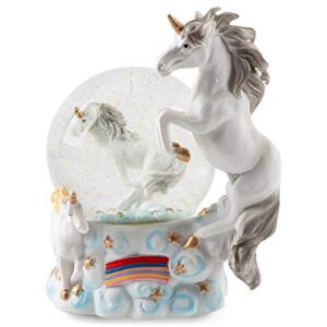 elanze designs mystical unicorns figurine 100mm water globe plays tune you are my sunshine