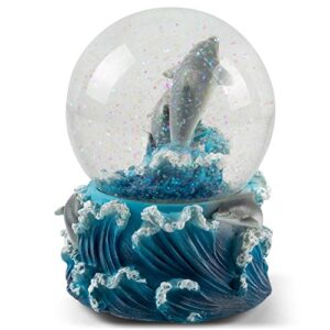 Elanze Designs Playful Dolphins Figurine 100MM Water Globe Plays Tune Blue Danube Waltz