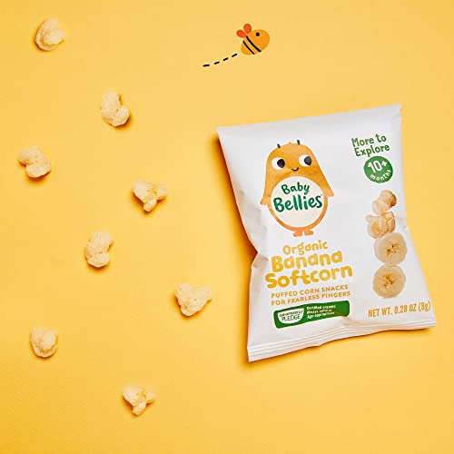 Baby Bellies Organic Softcorn Baby Snack, Banana, Pack of 7 Individual Snack Packs, 0.28 Ounce