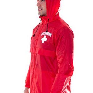 Officially Licensed LIFEGUARD Mens and Womens Unisex Fit Zipper-up Windbreaker Water Resistant Rain Jacket with Hood (M)