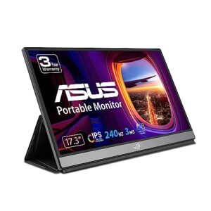 asus rog strix 17.3" 1080p portable gaming monitor (xg17ahpe) - fhd, ips, 240hz, adaptive-sync, built-in battery, smart case, usb type-c, micro hdmi, for laptop, pc, phone, console, 3-year warranty
