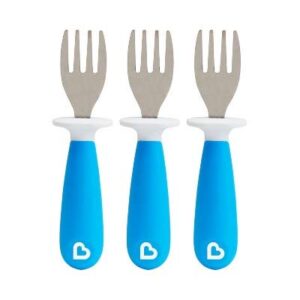 munchkin raise toddler fork set, blue 3 piece set