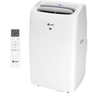 vremi 14000 btu portable air conditioner with heat - easy to move ac unit for rooms up to 450 sq ft - with powerful cooling fan, reusable filter, auto shut off (10400 btu new doe)