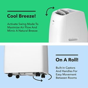 Vremi 14000 BTU Portable Air Conditioner with Heat - Easy to Move AC Unit for Rooms up to 450 Sq Ft - with Powerful Cooling Fan, Reusable Filter, Auto Shut Off (10400 BTU New DOE)