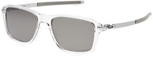 oakley men's oo9469 wheel house square sunglasses, polished clear/prizm black polarized, 54 mm