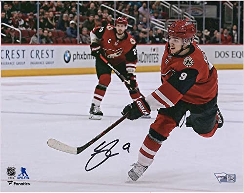 Clayton Keller Arizona Coyotes Autographed 8" x 10" Red Jersey Shooting Photograph - Autographed NHL Photos