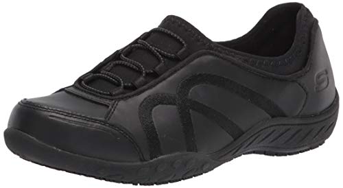 Skechers Women's Slip on Bungee Gore Food Service Shoe, Black, 7.5