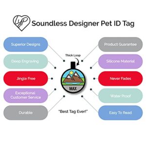 LYP - Our Original Soundless Pet ID Tag - Largest Line of Silicone Dog Tags - No More Jingling Dog Tags -Durable - Never Fades - Customized Deep Engraved Silicone (Mountain)