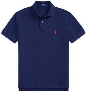 polo ralph lauren classic fit mesh polo shirt, basic navy with red pony, x-large