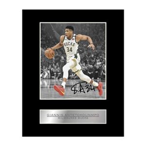iconic pics giannis antetokounmpo print signed mounted photo display #01 printed autograph picture print