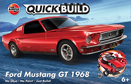 Airfix Quickbuild Ford Mustang GT 1968 Red Brick Building Plastic Model Kit Car J6035