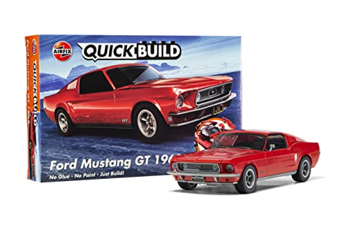 Airfix Quickbuild Ford Mustang GT 1968 Red Brick Building Plastic Model Kit Car J6035