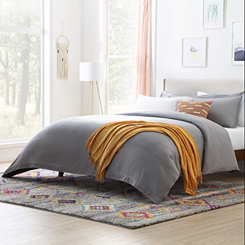 Linenspa Microfiber Duvet Cover - Three Piece Set Includes Duvet Cover and Two Shams - Soft Brushed Microfiber - Hypoallergenic, Stone, Queen