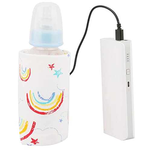 Baby Bottle Warmer with USB Plug Portable Milk Travel Heater Storage Bag for Toddler Milk Bottle Insulation Thermostat(Rainbow-Pattern)