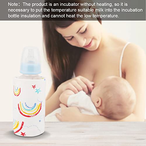 Baby Bottle Warmer with USB Plug Portable Milk Travel Heater Storage Bag for Toddler Milk Bottle Insulation Thermostat(Rainbow-Pattern)