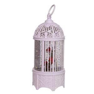 Kurt S. Adler 10.25-Inch Battery-Operated LED Swirl Cardinals Bird Cage Water Lantern, Multi