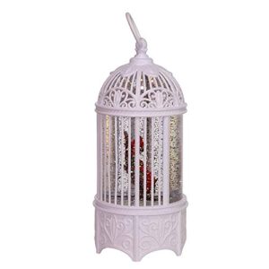 Kurt S. Adler 10.25-Inch Battery-Operated LED Swirl Cardinals Bird Cage Water Lantern, Multi