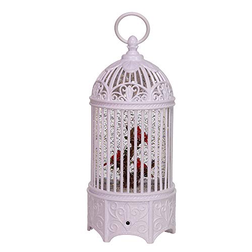 Kurt S. Adler 10.25-Inch Battery-Operated LED Swirl Cardinals Bird Cage Water Lantern, Multi