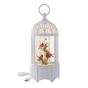 Kurt S. Adler 10.25-Inch Battery-Operated LED Swirl Cardinals Bird Cage Water Lantern, Multi