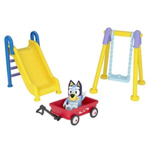 bluey park playset 2.5" figure, wagon, swing set, and slide