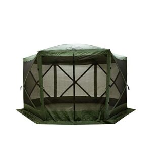 Gazelle GG500GR 4 Person 5 Sided Outdoor Portable Pop Up Water and UV Resistant Gazebo Screened Tent with Carry Bag and Stakes, Alpine Green