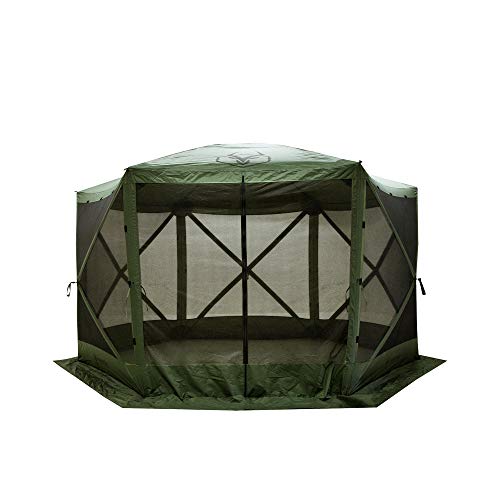 Gazelle GG500GR 4 Person 5 Sided Outdoor Portable Pop Up Water and UV Resistant Gazebo Screened Tent with Carry Bag and Stakes, Alpine Green