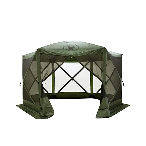 Gazelle GG500GR 4 Person 5 Sided Outdoor Portable Pop Up Water and UV Resistant Gazebo Screened Tent with Carry Bag and Stakes, Alpine Green