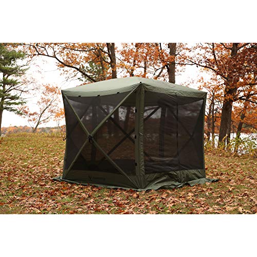 Gazelle GG500GR 4 Person 5 Sided Outdoor Portable Pop Up Water and UV Resistant Gazebo Screened Tent with Carry Bag and Stakes, Alpine Green