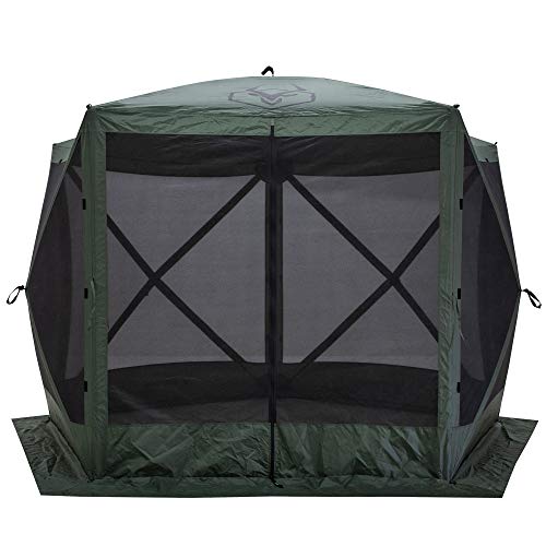 Gazelle GG500GR 4 Person 5 Sided Outdoor Portable Pop Up Water and UV Resistant Gazebo Screened Tent with Carry Bag and Stakes, Alpine Green