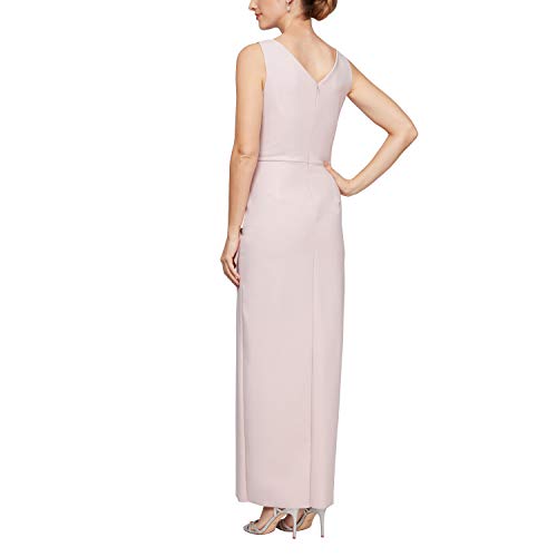 Alex Evenings Women's Slimming Long Side Ruched Dress with Cascade Ruffle Skirt, Blush, 12