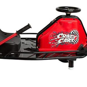 Razor Crazy Cart - 24V Electric Drifting Go Kart - Variable Speed, Up to 12 mph, Drift Bar for Controlled Drifts, One Size, Black/Red