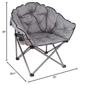 MacSports C932S-129 Padded Cushion Outdoor Folding Lounge Patio Club Chair, Gray