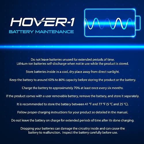 Hover-1 Drive Electric Hoverboard | 7MPH Top Speed, 3 Mile Range, Long Lasting Lithium-Ion Battery, 6HR Full-Charge, Path Illuminating LED Lights, Black