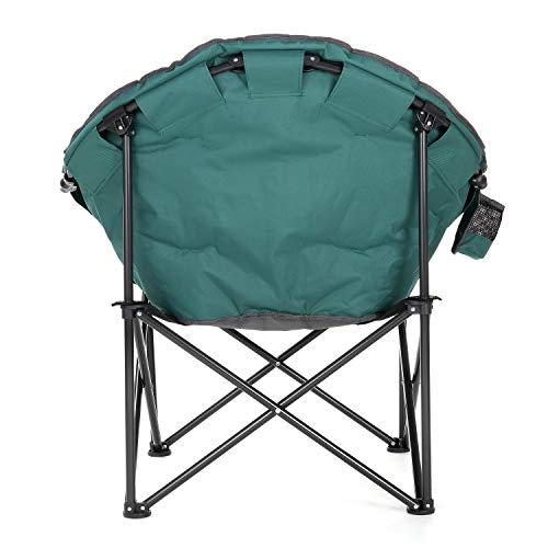 ARROWHEAD OUTDOOR Oversized Heavy-Duty Club Folding Camping Chair w/External Pocket, Cup Holder, Portable, Padded, Moon, Round, Saucer, Supports 330lbs, Carrying Bag, USA-Based Support