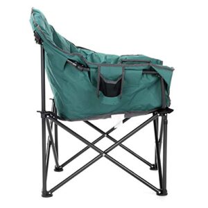 ARROWHEAD OUTDOOR Oversized Heavy-Duty Club Folding Camping Chair w/External Pocket, Cup Holder, Portable, Padded, Moon, Round, Saucer, Supports 330lbs, Carrying Bag, USA-Based Support