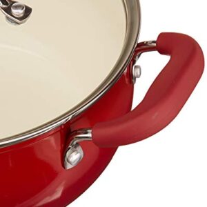 Oster Corbett Forged Aluminum Cookware Set with Ceramic Non-Stick-Induction Base-Soft Touch Bakelite Handle and Tempered Glass Lids, 8-Piece, Gradient Red