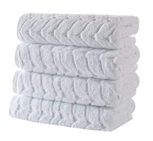 bagno milano 100% turkish cotton jacquard luxury towel set – quick dry non-gmo ultra-soft, plush and absorbent luxury durable turkish towels set (white, 4 pcs hand towel set)