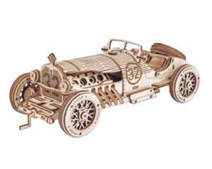rowood model cars to build, 3d wooden puzzle for adults & teens, diy scale mechanical car model building kits, best toys gift for kids - grand prix car