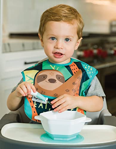 Tiny Twinkle Grow with Me Feeding Set - Baby Plates and Bowls Set with Interchangeable Suction Base & Clear Lid, Baby Led Weaning Supplies for 6 Months Onwards, Easy Clean Toddler Feeding Set (Mint)